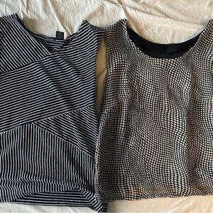 Black and White Striped and Patterned Tops
